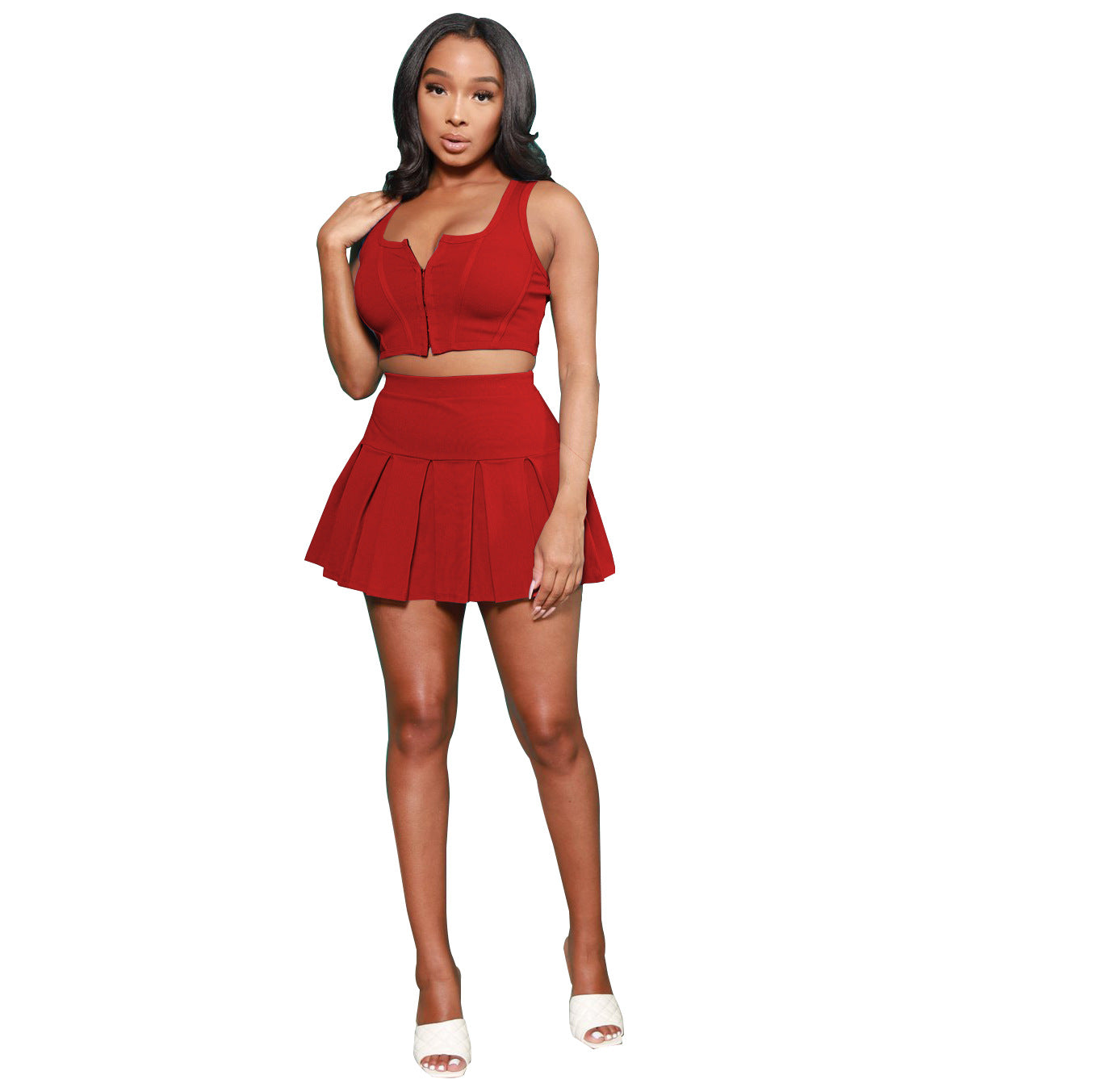 Women's Casual Slim Sports Vest Skirt Two-piece Suit
