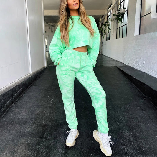 Fashion sports tie-dye two-piece suit