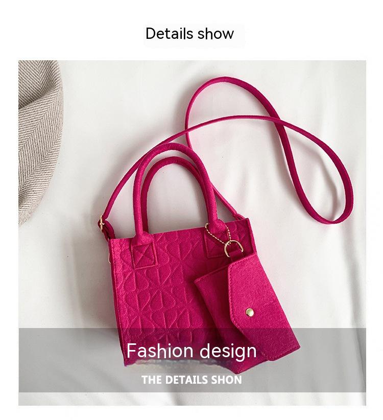 Heart Hair Felt Portable Shoulder Messenger Bag
