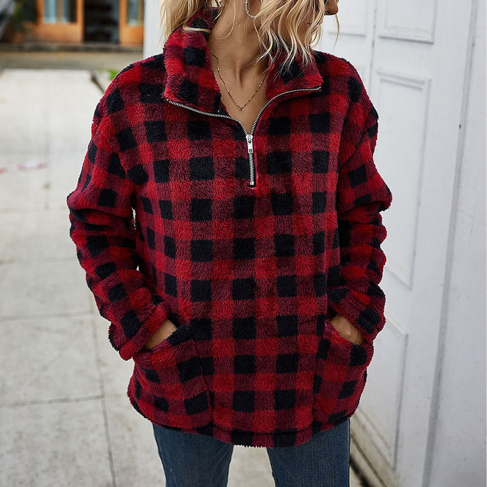 Women's leather bracelet lapel top drawstring sweater coat