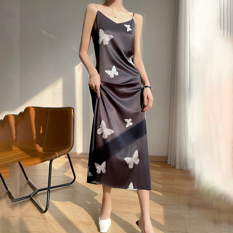Women's Spring And Summer Silk Suspender Dress