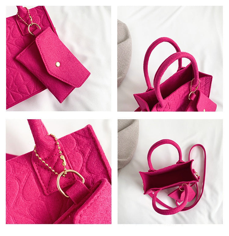 Heart Hair Felt Portable Shoulder Messenger Bag