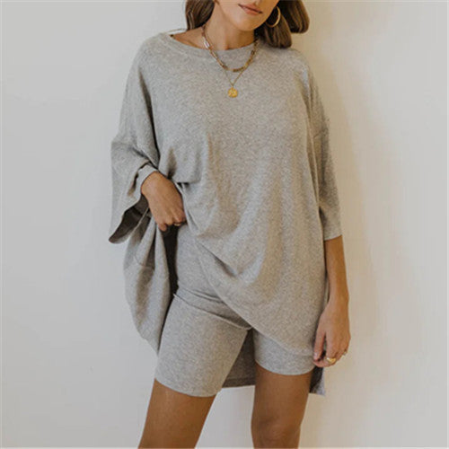 European And American All-matching Loose Casual Home Short Sleeve T-shirt Shorts Set