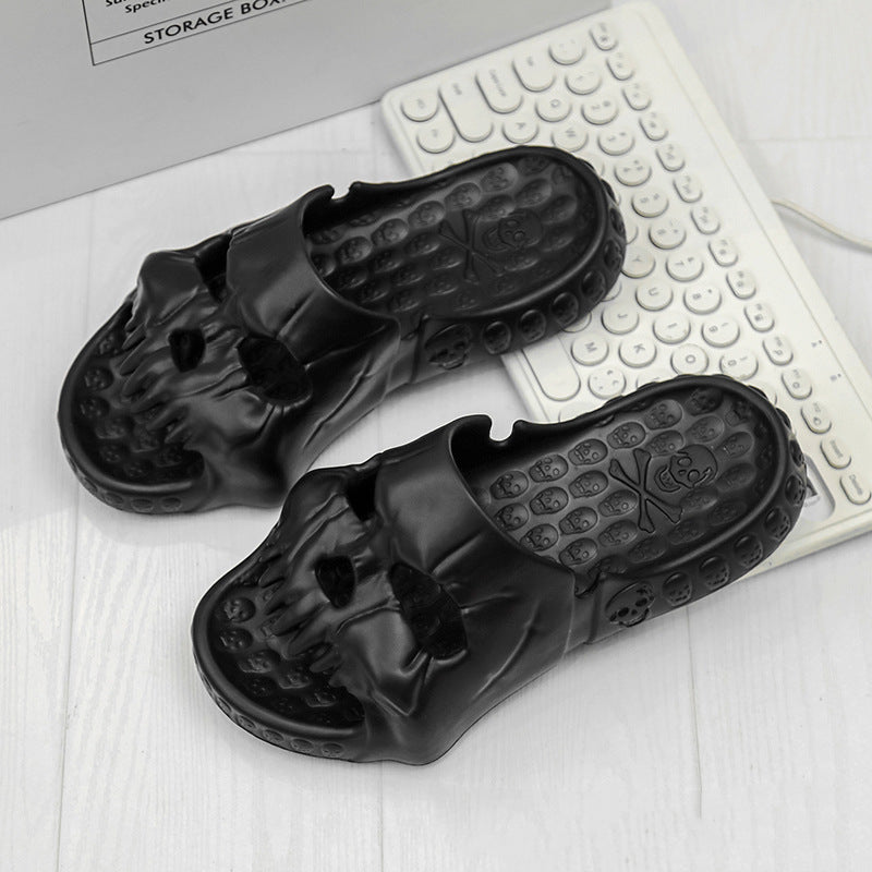 Personalized Skull Design Halloween Slippers Bathroom Indoor Outdoor Fun Slides Beach Shoes