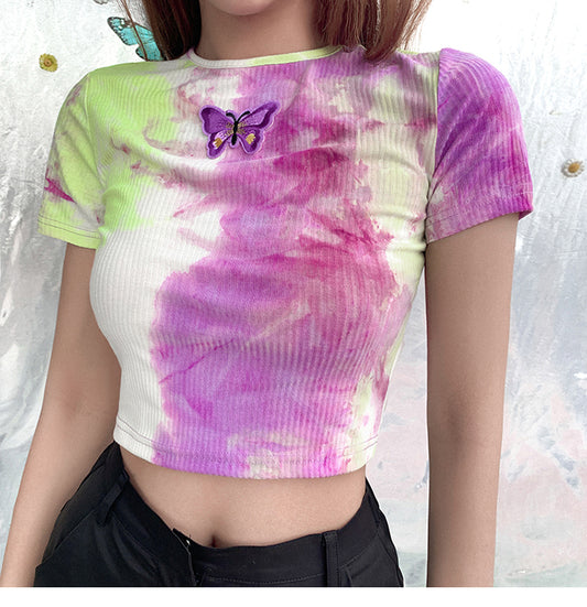 Tie-dye butterfly t-shirt short sleeve shirt