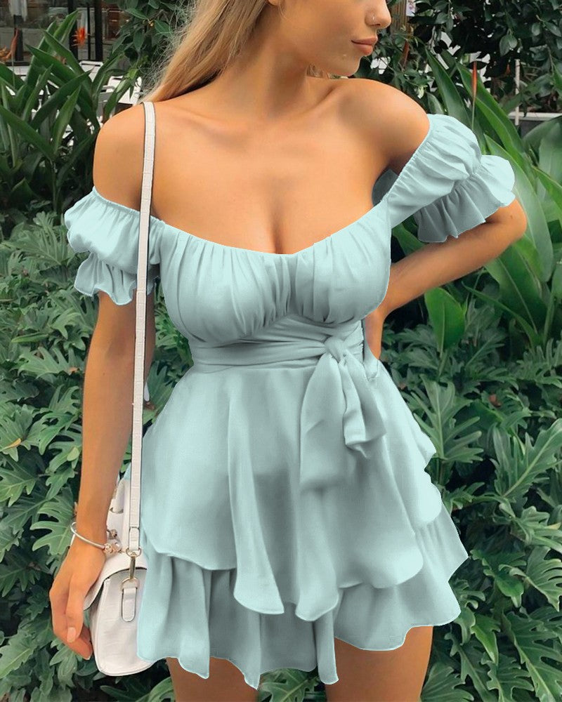 Thin And Temperament Commuter Short-sleeved Skirt