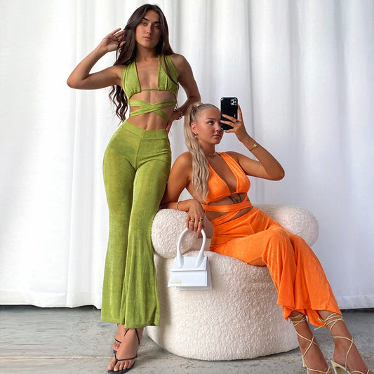 Fashion Slim Bootcut Trousers Suit