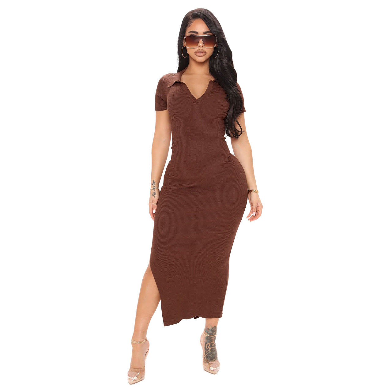 Women's Temperament Thread Slim Mid-length Dress