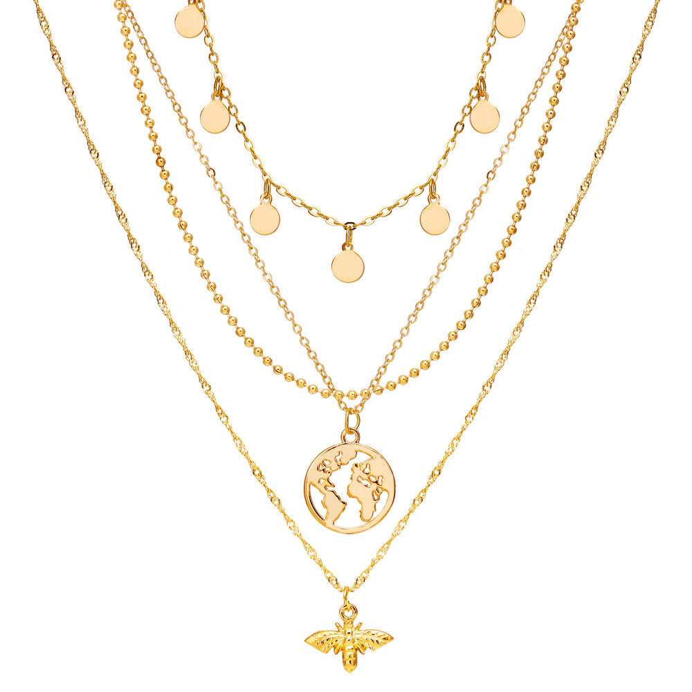 Bee pendant multilayer necklace