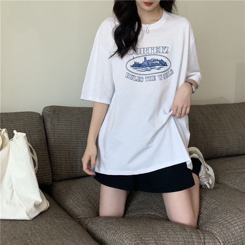 Short-sleeved T-shirt Loose Harajuku Style Top Bottoming Shirt