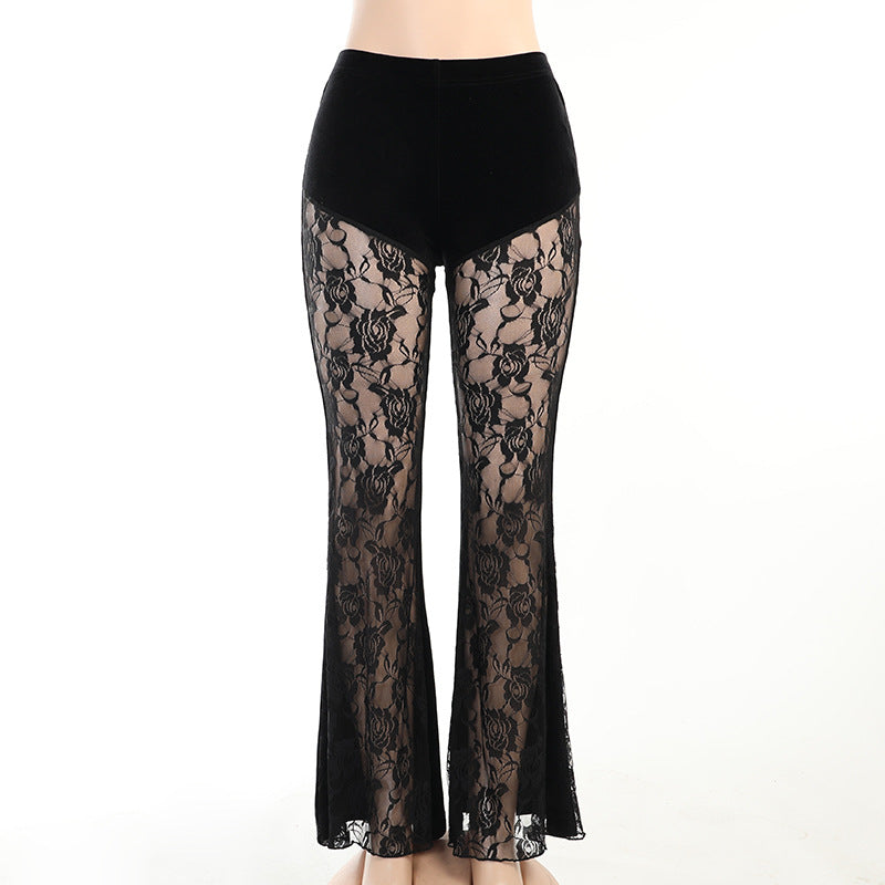 Summer Sexy New Lace Commuter Sheer Mesh Casual Pants