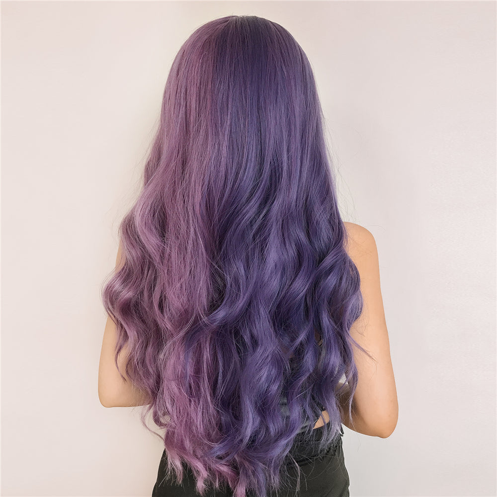Yin Yang Long Curly Hair Air Bangs Full Head Cover Wig