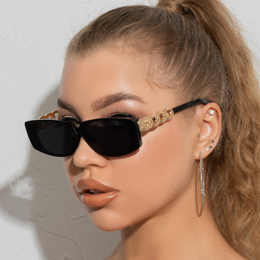 New European And American Retro Metal Chain Sunglasses