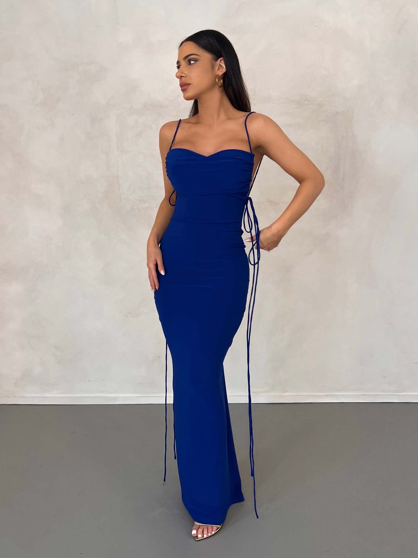 Fashion Lace Up Temperament Long Dress Halter Dress