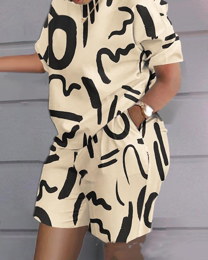 Women's New Printed Short Sleeve Casual Set
