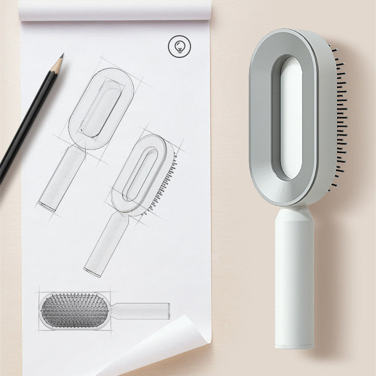 Women's self-cleaning hair brush