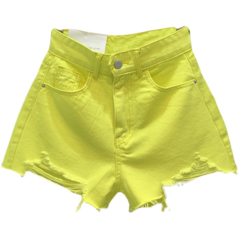 Fashion Wide Leg Pants Ripped Raw Edge Denim Shorts