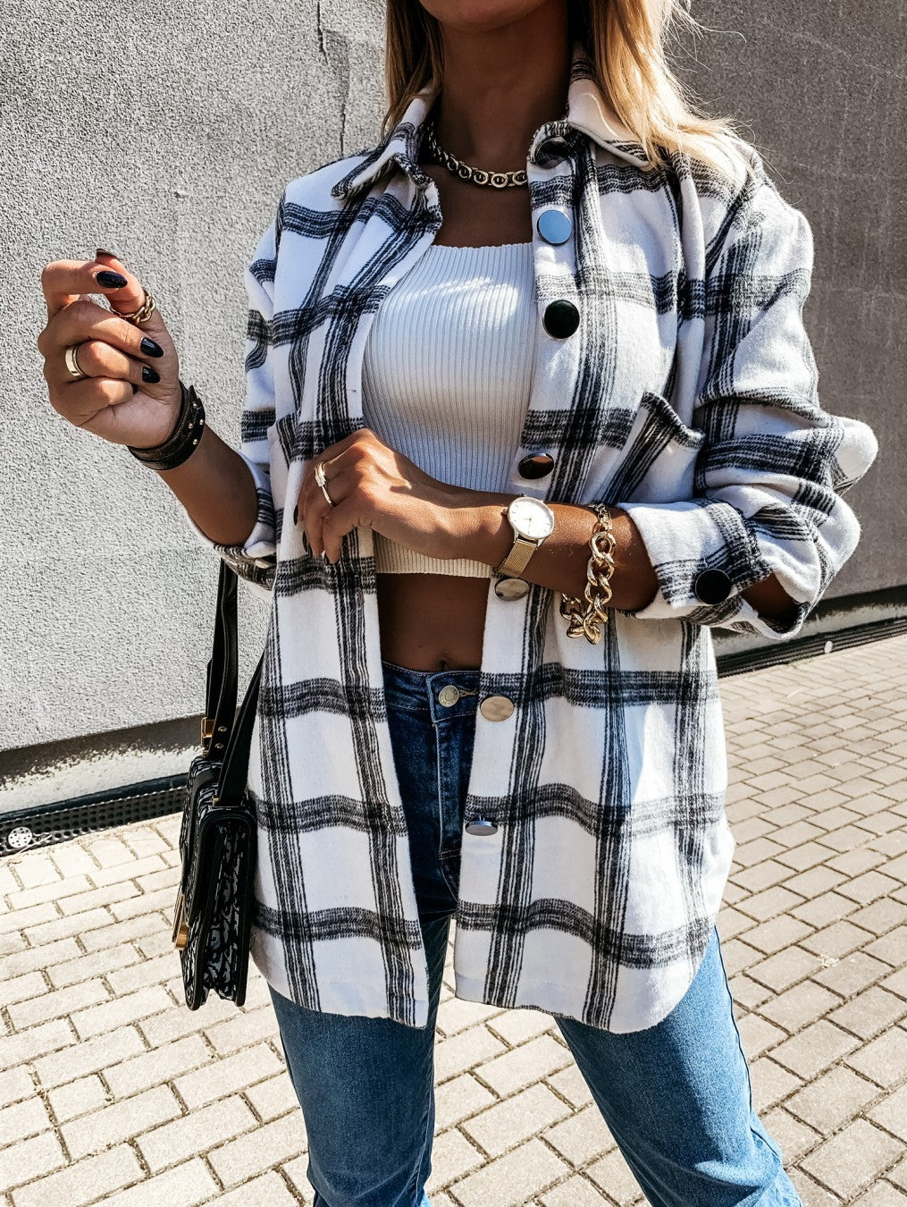 Loose Casual Retro Plaid Long-sleeved Shirt