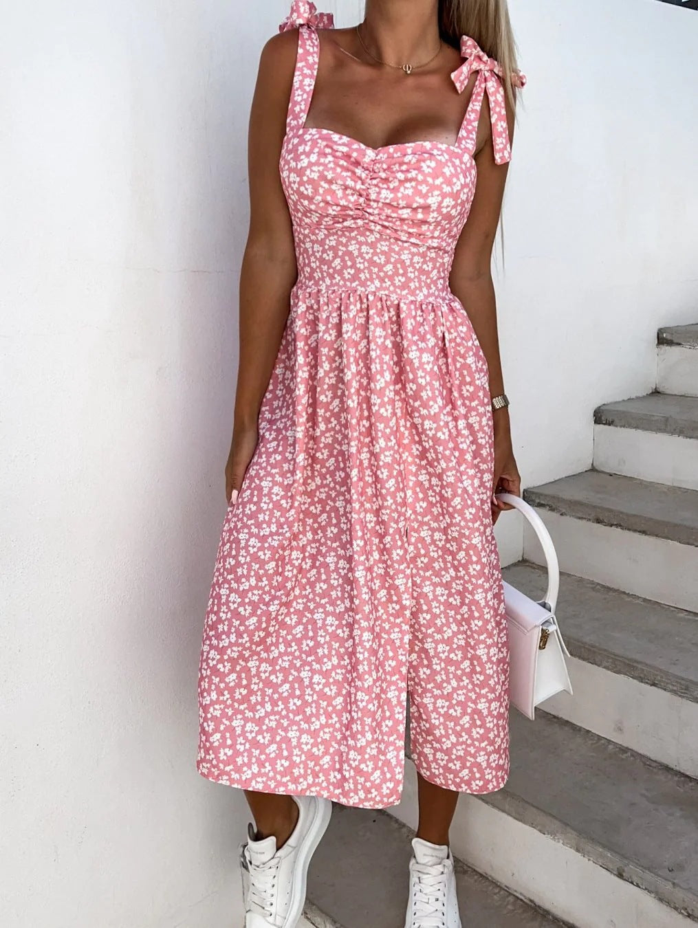 Women's Printed Sexy Slit Suspender Dress