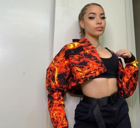 Hip-hop jacket lapel with flame short casual blazer