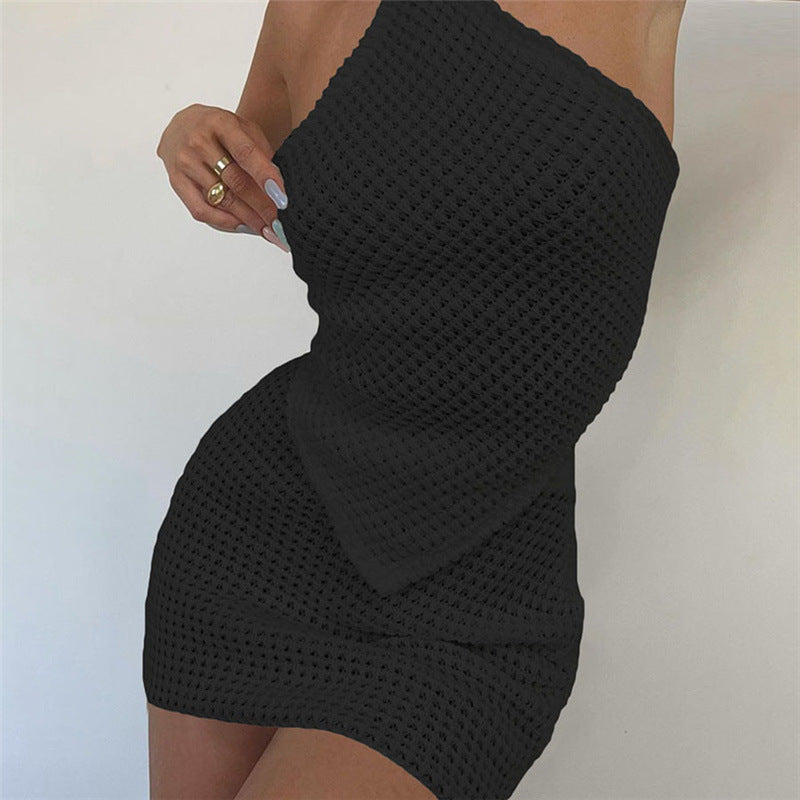 Women's High Waist Bag Hip Knitted Skirt Suit