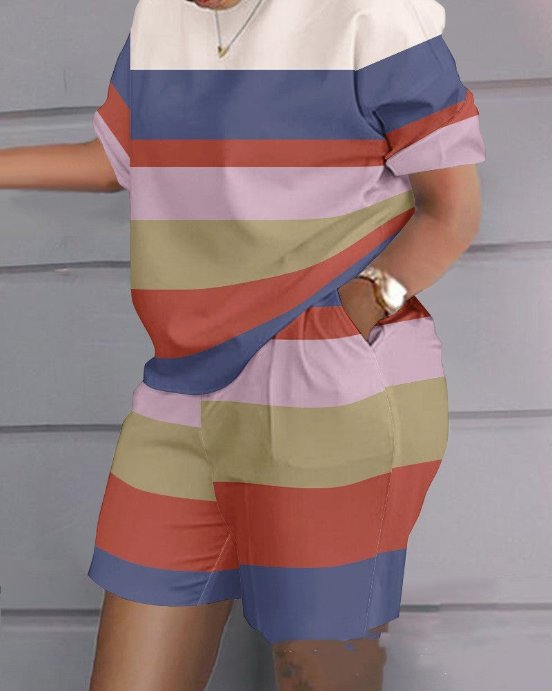 Women's New Printed Short Sleeve Casual Set