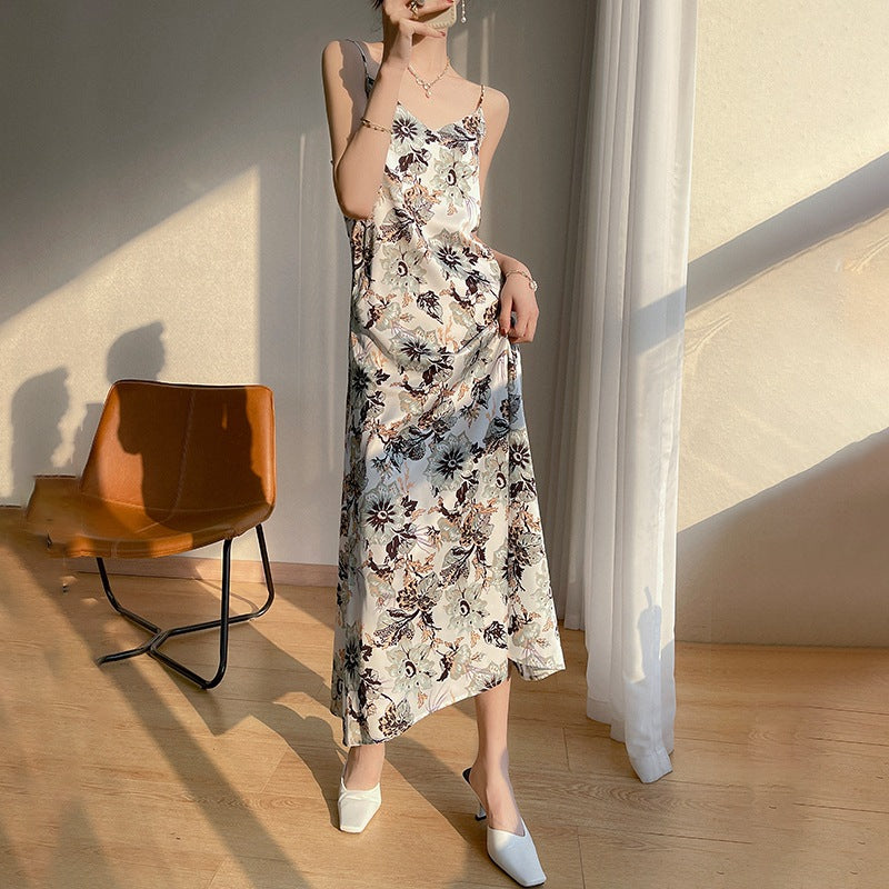 Women's Spring And Summer Silk Suspender Dress