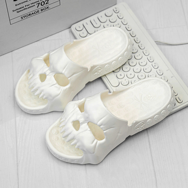 Personalized Skull Design Halloween Slippers Bathroom Indoor Outdoor Fun Slides Beach Shoes
