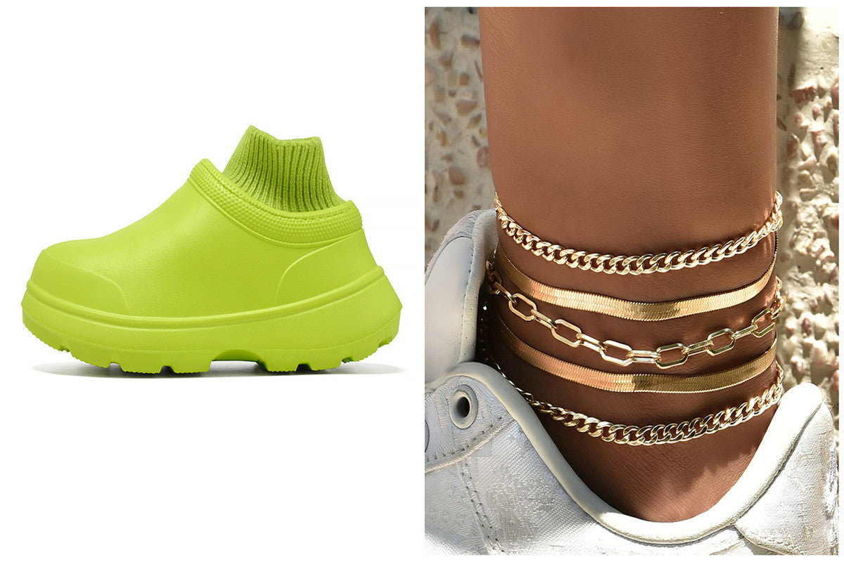 Men's And Women's Home Shoes With Thick Bottom Fashion Casual Non-slip Waterproof Chef Shoes
