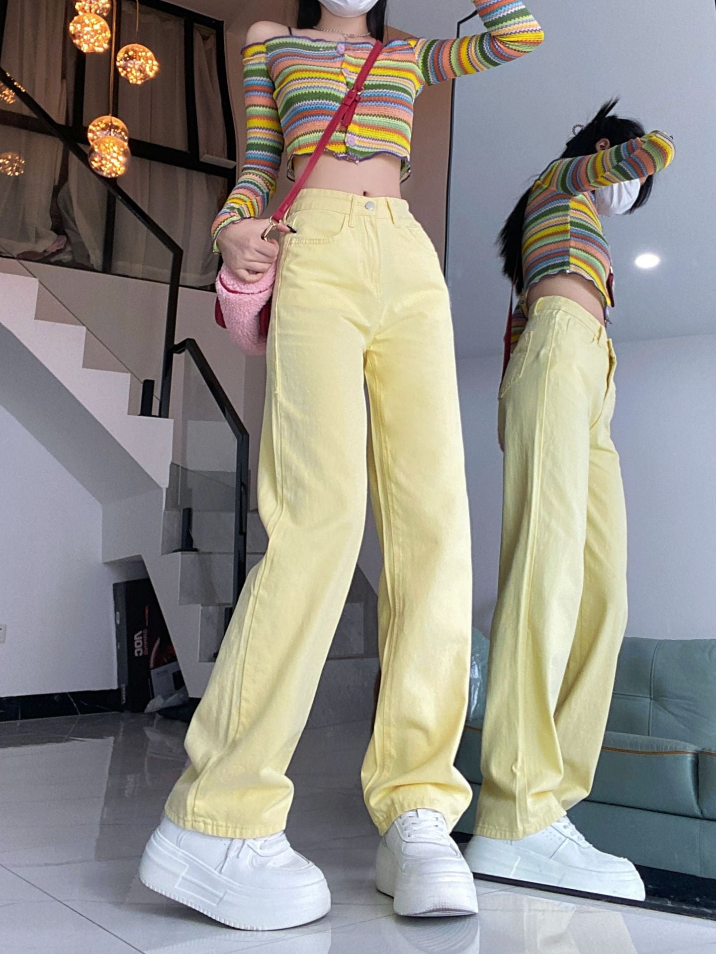 Women's Fashionable All-match Retro Straight Loose Jeans