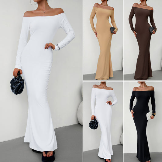 Women's Fashionable Slim-fit Off-shoulder Dress