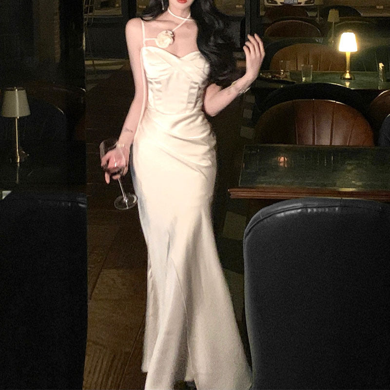 New Slim Fit High-grade Satin Strap Dress For Women