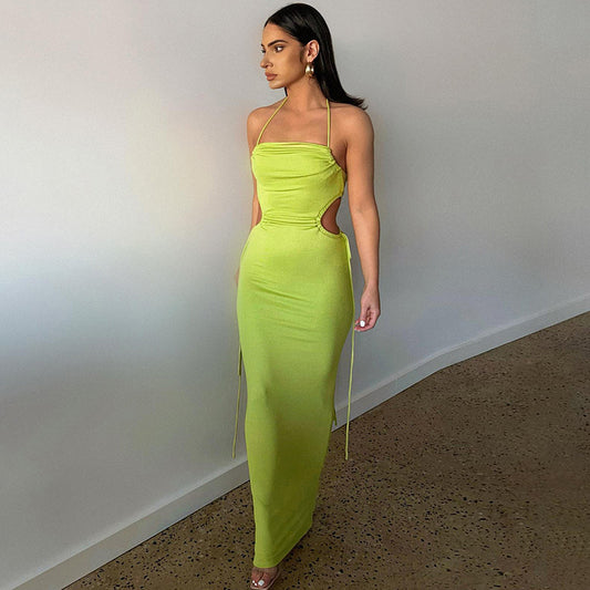 Trim Dress With Hollow Side