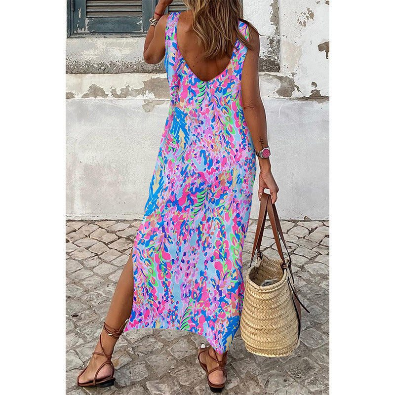 Women's Round-neck 3D Printing Maxi Dress