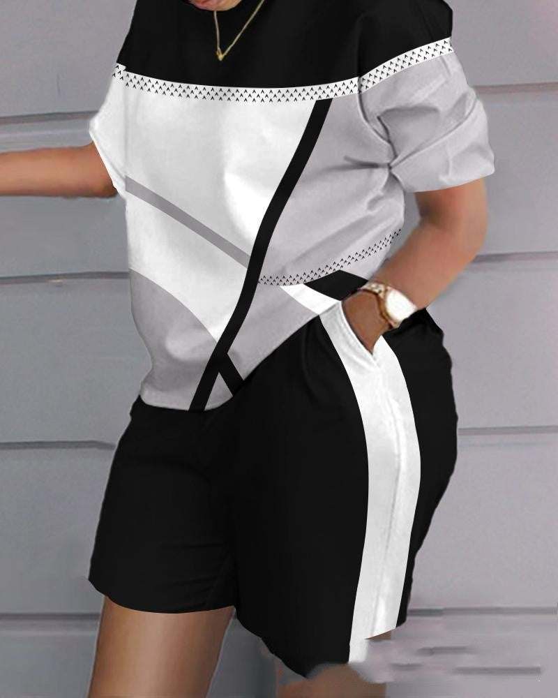 Women's New Printed Short Sleeve Casual Set
