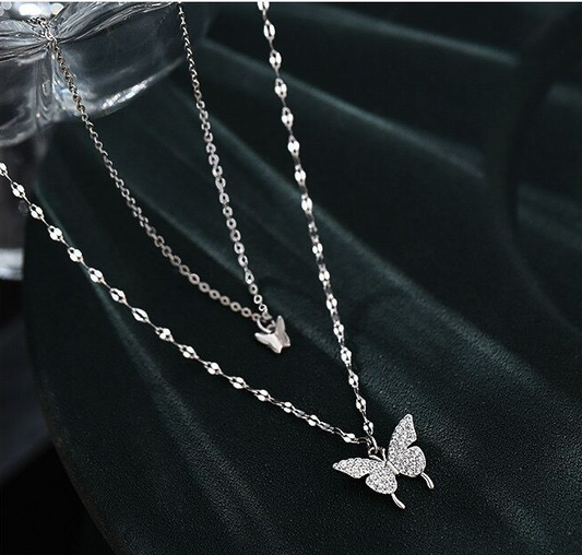 Ins Style Double Butterfly Necklace Light Luxury
