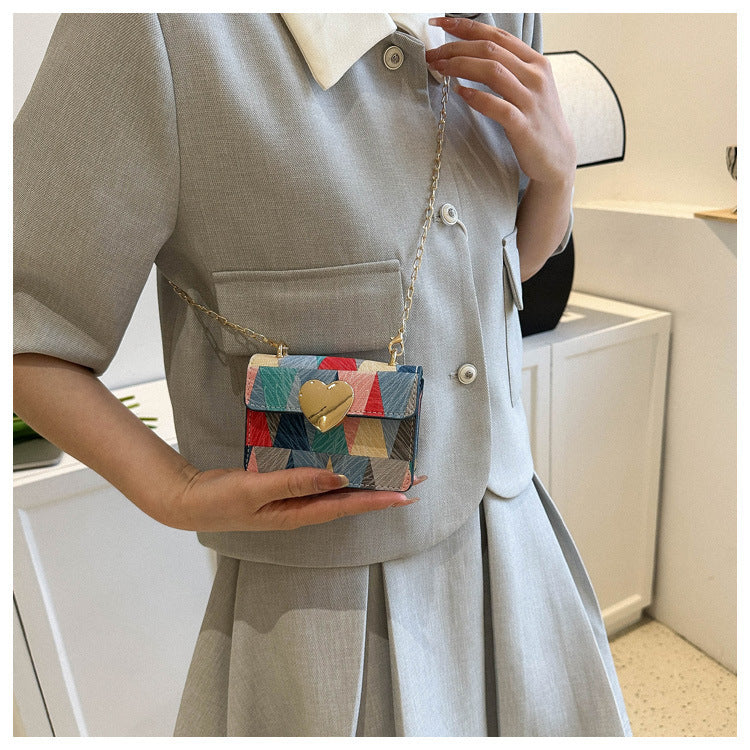 Fresh Simple Western Style Temperament Chain Small Female Patchwork Shoulder Messenger Bag
