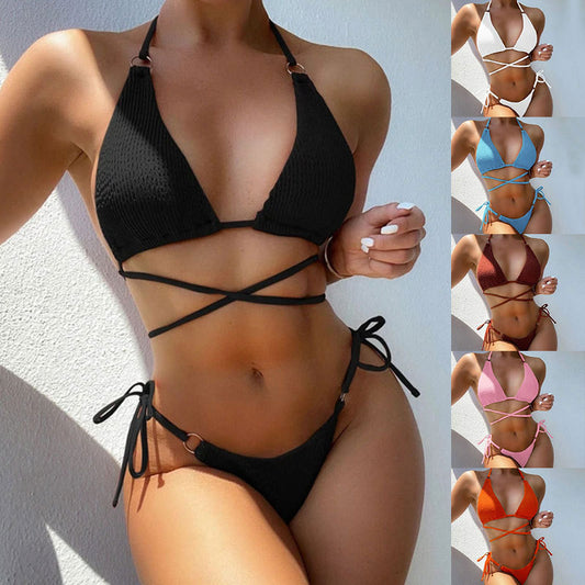 Bikini Solid Color European And American Split Swimsuit Women