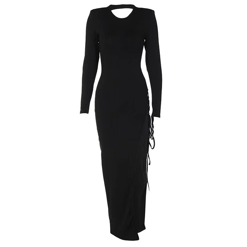 European And American Beveled Split Lace-up Sexy Dress