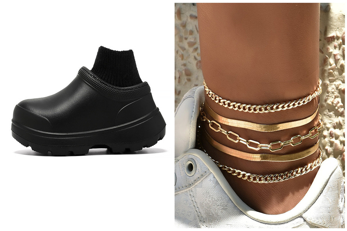 Men's And Women's Home Shoes With Thick Bottom Fashion Casual Non-slip Waterproof Chef Shoes