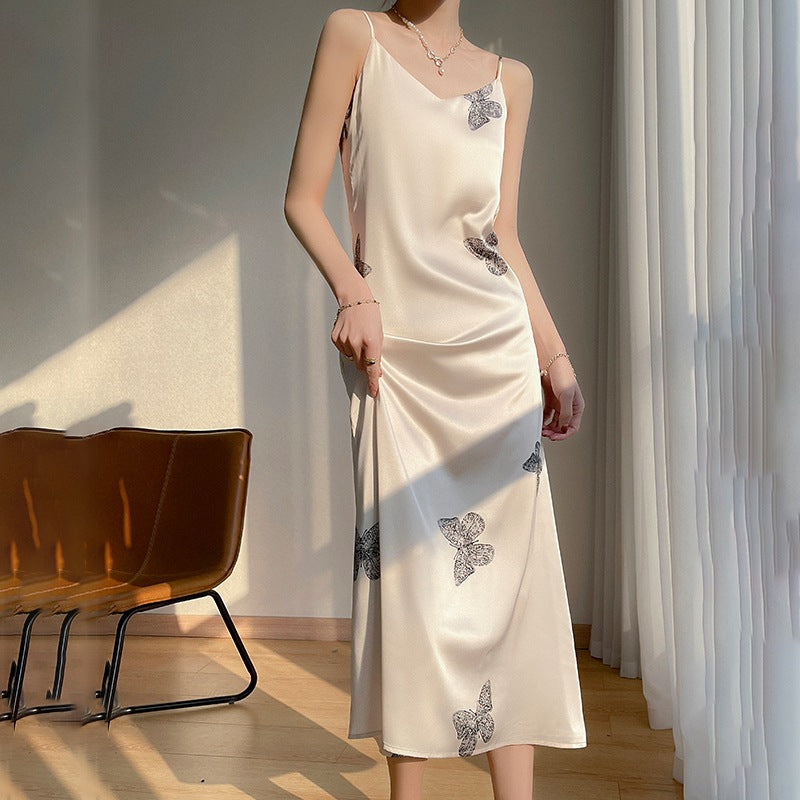 Women's Spring And Summer Silk Suspender Dress