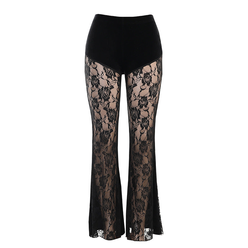 Summer Sexy New Lace Commuter Sheer Mesh Casual Pants