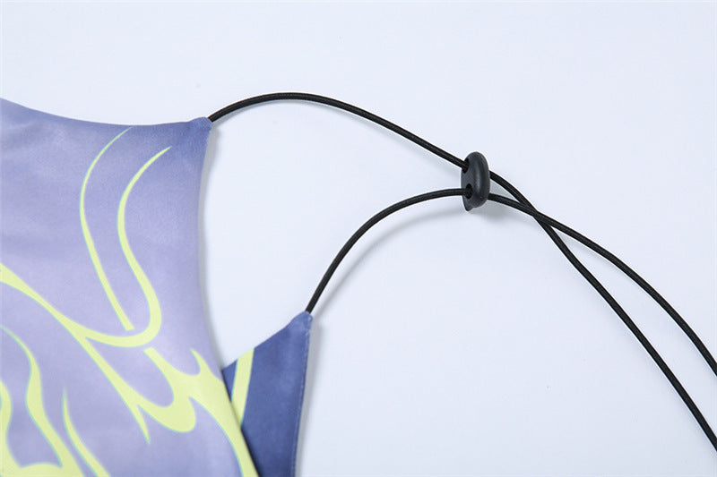 Quality Commuter Suspender Print Slim-fitting Buttock Dress