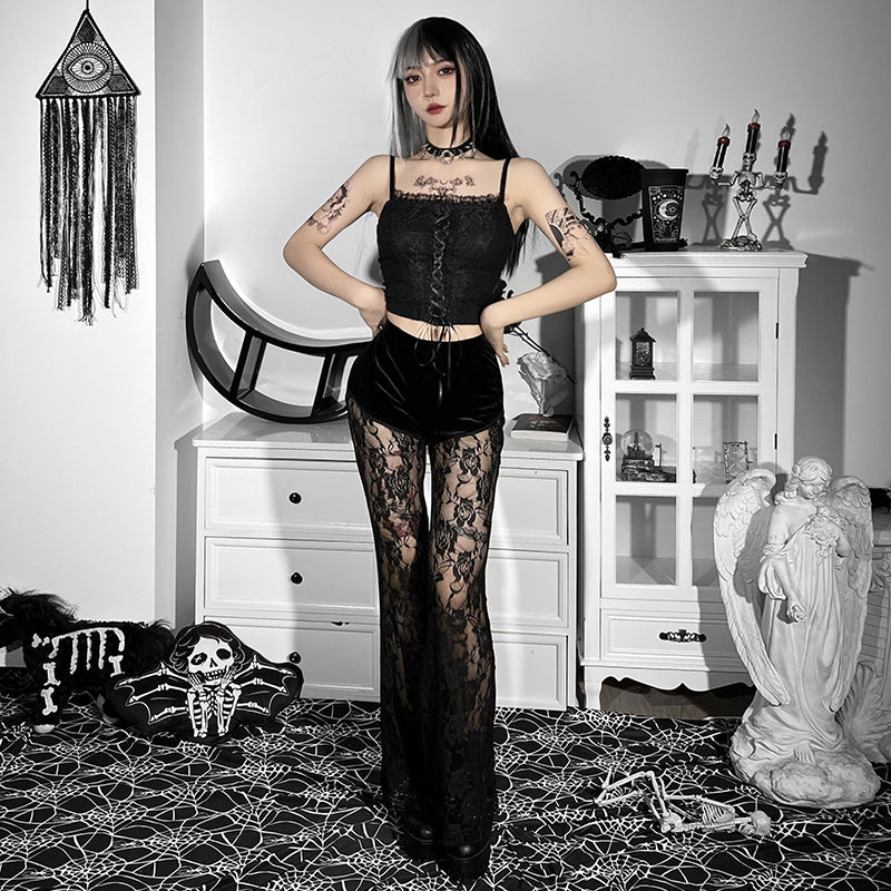 Summer Sexy New Lace Commuter Sheer Mesh Casual Pants