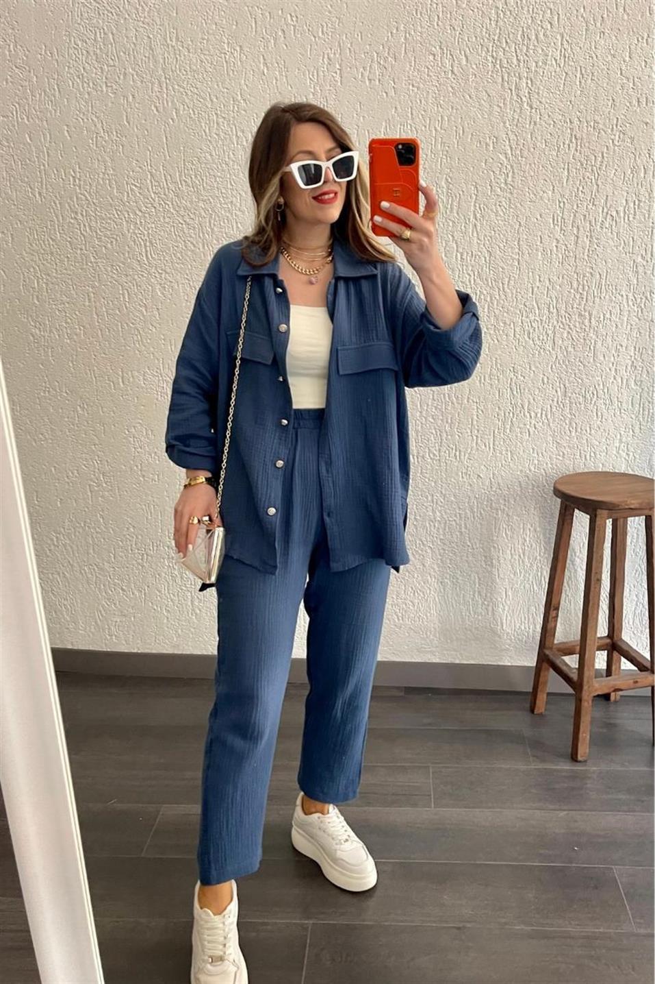 Women's Loose Long-sleeved Cropped Pants Casual Sports Shirt Outfit