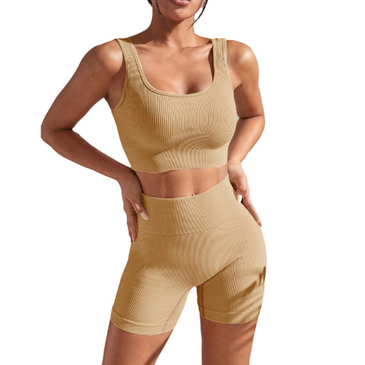 Seamless Yoga Exercise Top Tight Moisture Absorption High Waist Hip Lift Yoga Pants Fitness Suit