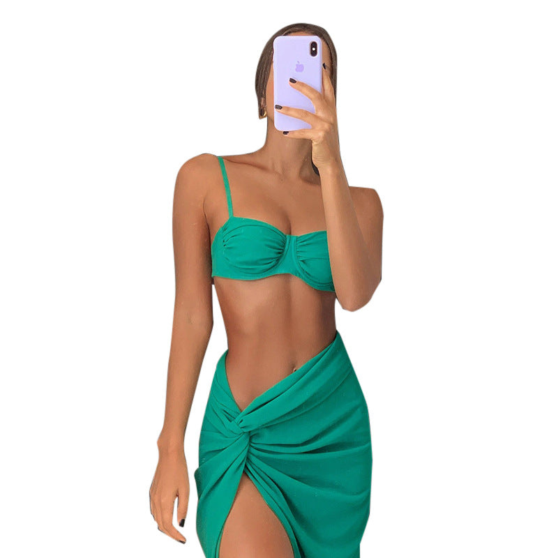 Off Shoulder Twist High Slit Solid Dress