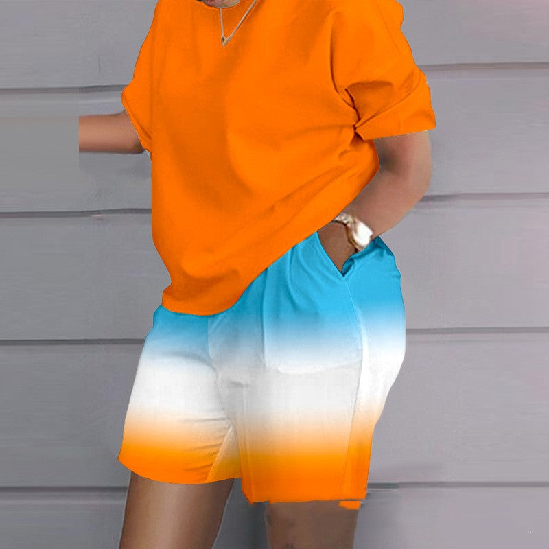 Women's New Printed Short Sleeve Casual Set