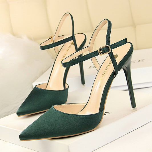 Stiletto High-heeled Satin Shallow Mouth Pointy Sexy Nightclub Thin Sandals