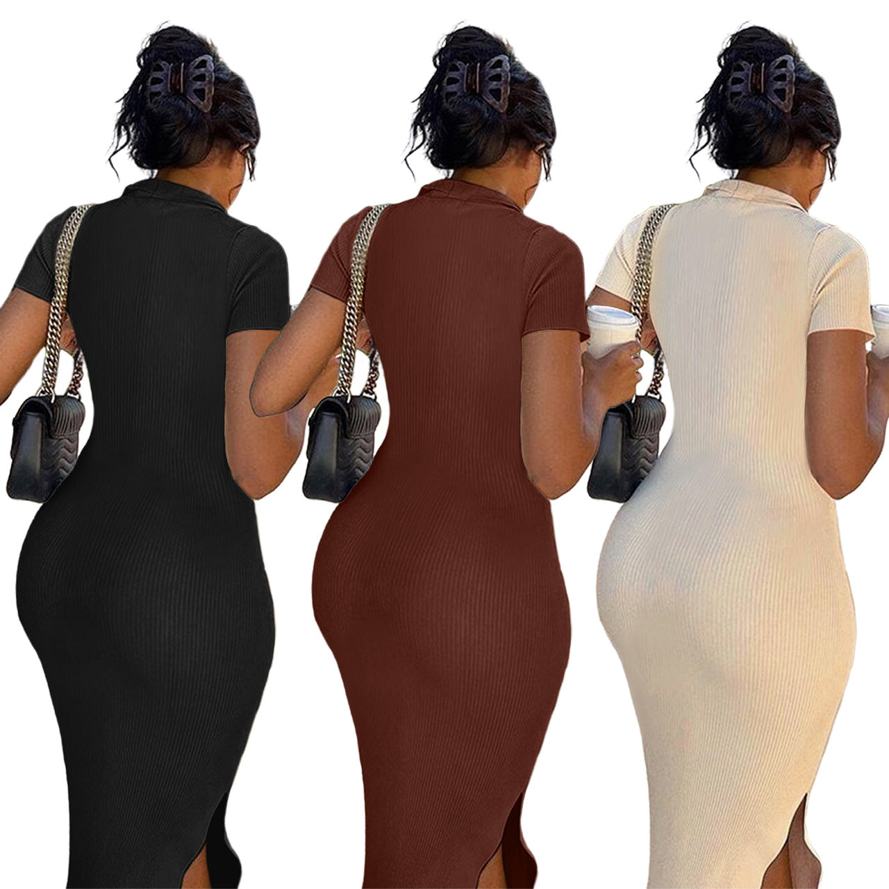 Women's Temperament Thread Slim Mid-length Dress
